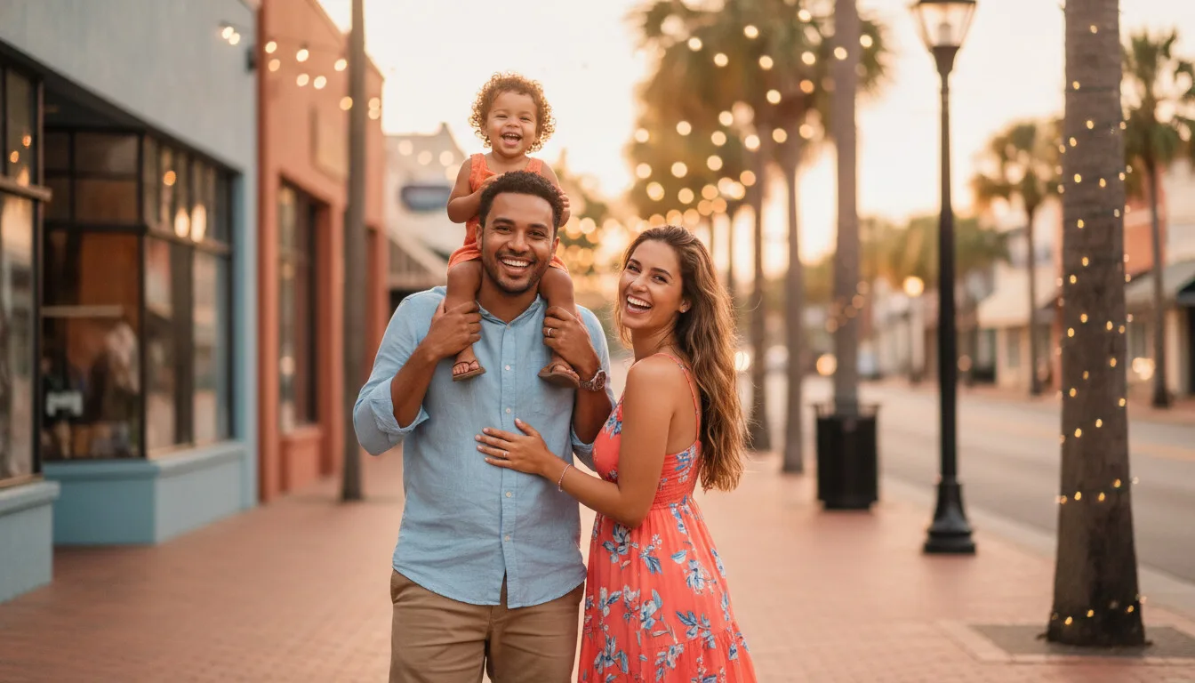 A family enjoying downtown Lake Mary, Florida